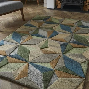 Lilianna Embossed Geo Wool 120x170cm Rug - Picture 1 of 6