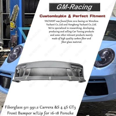 Fiberglass 911 991.2 Carrera &S 4 4S GT3 Front Bumper w/Lip for 16-18 Porsche - Image 1 of 4