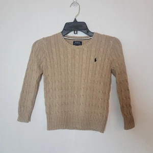Polo Ralph Lauren Sz 6 Girls Cable Knit Long Sleeve Pull Over Sweatshirt Cotton - Picture 1 of 11