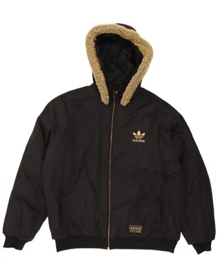 ADIDAS Mens Hooded Padded Jacket UK 44 2XL Black Polyester BR10 - Image 1 of 4