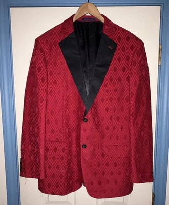 *VINCI* Men's Red Jacquard Formal/Holiday Suit Jacket Sz. 44R #EUC! - Image 1 of 4