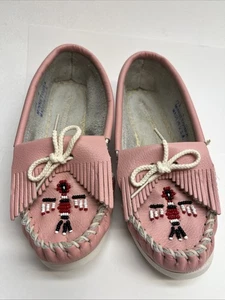Minnetonka Damen rosa, Leder, Mokassin, flach, Größe 6 sehr schön! - Bild 1 von 8