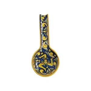 Cucchiaio cucina ceramica siciliana poggia Caltagirone Italia dipinto a mano lungo 9,5" - Foto 1 di 5