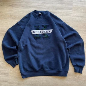 Vintage 90's Kentucky Unisex XL Sweatshirt Equestrian Retro Plaid Horses Granny - Picture 1 of 7