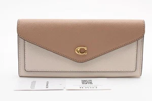 COACH C2622 Long Wallet Beige Chalk Taupe Multi Leather Envelope Style Ladies - Picture 1 of 16