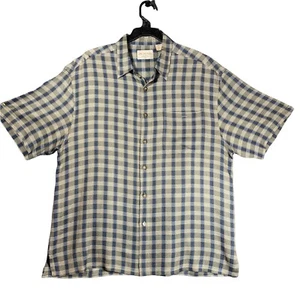 Axis Men's Short Sleeve Button Front Shirt Plaid Size XL Extra Large Blue Creme - Picture 1 of 8