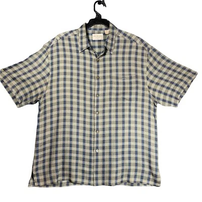 Axis Men's Short Sleeve Button Front Shirt Plaid Size XL Extra Large Blue Creme - Image 1 of 4