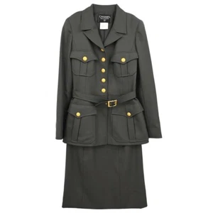 Chanel Setup Suit Jacket Skirt Gray 96A #38 176387 - Picture 1 of 11