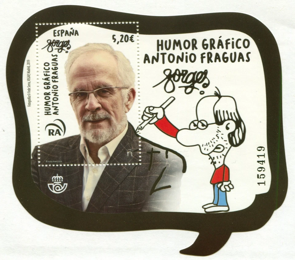 Spain #4365, Cartoonist Antonio Fraguas, 2019 Mini-Sheet, VF/XF MNH, No Faults - Image 1 of 1