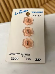 Vtg Le Bouton Pink Buttons On Card NOS 2300 227 5/8” 16mm 3 On - Picture 1 of 4
