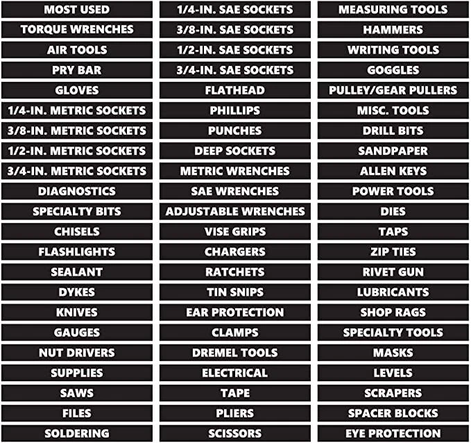 DCM SOLUTIONS Toolbox Organizational Sticker Labels Ultimate Set