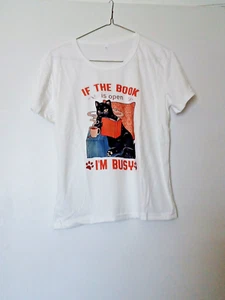 Mujer Cuello O Blanco Gato Camiseta, Poliéster/Algodón, Verano, Manga Corta - XL - Imagen 1 de 1