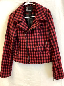 Urban Behavior red Plaid zip Jacket Womens Juniors sz Large - Picture 1 of 9