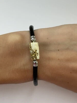 ПОДЛИННЫЙ натуральный балтийский янтарь кожаный браслет. Янтарь камень браслет регулируемый. - Изображение 1 из 4