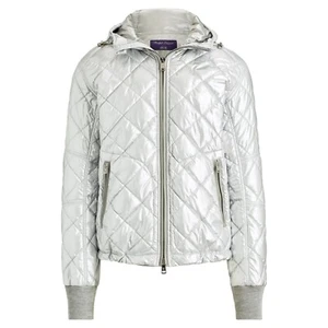 $1295 Ralph Lauren Purple Label RLX Mens Silver Quilted Hooded Ripstop Jacket XL - Picture 1 of 4