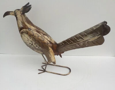 METAL ART ROADRUNNER ESCULTURA 26" LARGO PATIO ARTE PÁJARO ANIMAL BLANCO Foto 1 de 4