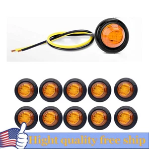 10pc 0.75 Inch DOT Round Amber LED Trailer Side Marker Lights for Truck - Picture 1 of 13