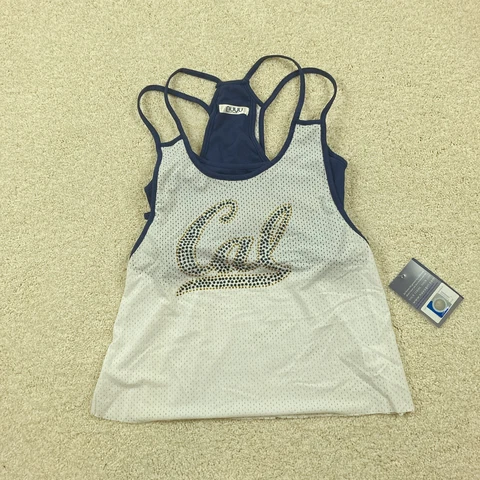 California Golden Bears Womens XS Mesh Rhinestone Tank Top Short New Cover