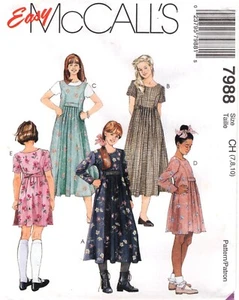 VESTIDOS para niñas tallas 7-10 McCall's 7988 patrón de costura sin cortar ©1996 - Imagen 1 de 3