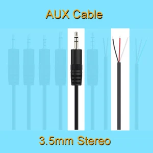 1 pieza 30 cm cable auxiliar de audio estéreo 3,5 mm 1/8" enchufe macho de 3 pines cable hágalo usted mismo cable cola de cerdo - Imagen 1 de 3