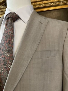 Boss Hugo Boss 42L Guabello Italian 100% Wool Beige 2Btn Blazer Jacket - Picture 1 of 12