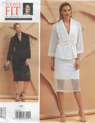Vogue Sewing Pattern 1590 Jacket Skirt Contrast Layers Sandra Betzina 32-56"Bust - Image 1 of 4