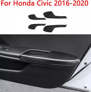 Cubierta de borde de panel de reposabrazos interior de fibra de carbono para Honda Civic 2016-2020 - Imagen 1 de 7