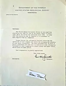 1920 WASHINGTON D.C. LETTER DEPARTMENT OF THE INTEIROR U.S. GEOLOGICAL SURVEY - Bild 1 von 1