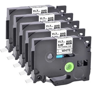 Cinta para tubos termorretráctiles 5PK compatible con Brother HSe 231 negro sobre blanco 11,7 mm - Imagen 1 de 8