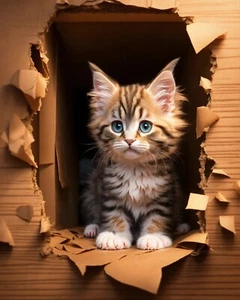 Unique Kitten Art Design 8x10 High Quality Glossy Printed Photo - Picture 1 of 1