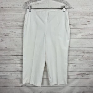 NIC+ZOE Womens Cropped Capri Pants Size 4 White Side Zip Cotton Blend - Picture 1 of 8