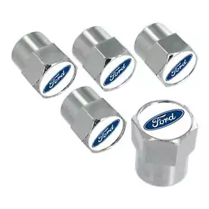 Ford Logo Tire Stem Valve Caps Set (Chrome) - Picture 1 of 2