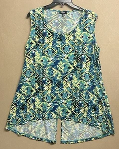 Premise Studio Sleeveless Tunic Top Hi-Low Hem Multicolor Women's Plus Size 1X - Picture 1 of 11