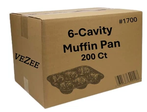 Aluminum Foil Muffin Pans Reusable Disposable 6 Cavity Cupcake /Muffins 200 Case - Picture 1 of 5