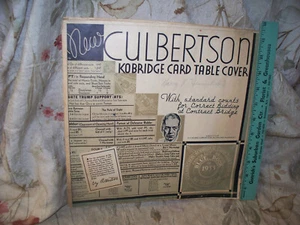 VINTAGE BRIDGE GAME TABLE COVER- 1933- CULBERTSON'S UNIQUE CARD ACCESSORY-L@@K - Picture 1 of 12