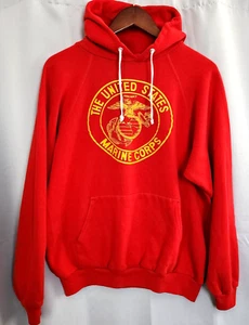 Vintage MARINE CORP Sweatshirt USA Marines Military Hoodie 50/50 L/XL - Picture 1 of 11