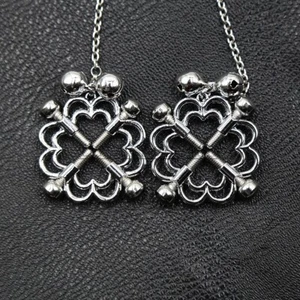 Stainless Steel/Leather Breast Nipple Clamps Chain Clip Press Bondage Sex Toys - Picture 1 of 22