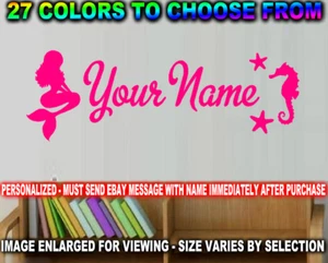 MERMAID PERSONALIZED NAME DECAL STICKER STARS GIRLS WALL ART SEA LIFE SALT DECOR - Picture 1 of 2
