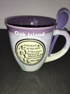 Oak Island North Carolina Footprints In The Sand Gray And Purple. 12 Oz Cup - Picture 1 of 8
