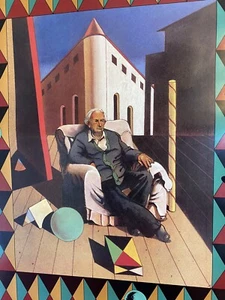 Surreal Pop Art Poster Giorgio Chirico Glaser rare De 1984 Lithograph Retro vtg, - Picture 1 of 14