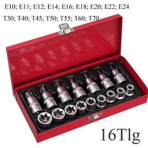 Set chiavi a bussola Torx interni ed esterni bit dadi set 16 pezzi Torx profilo T & E - Foto 1 di 11