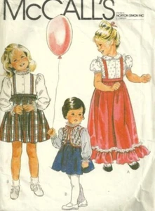 De Colección Años 70 McCalls 7367 Niñas Pequeñas 3 Delantales Falda Blusa Chaleco Maxi Patrón Boho - Imagen 1 de 2