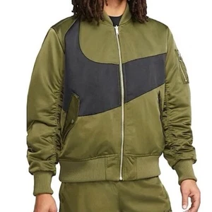 NEW Nike Mens Size XL Therma-Fit Big Swoosh Reversible Jacket Bomber Green Black - Picture 1 of 9