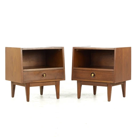 Albert Parvin for American of Martinsville Mid Century Walnut and Brass Nightsta Cover
