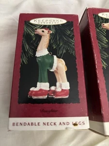 Hallmark Keepsake Ornaments Vtg 90s Bendable Giraffe Son And Daughter Lot #4 - Picture 1 of 2