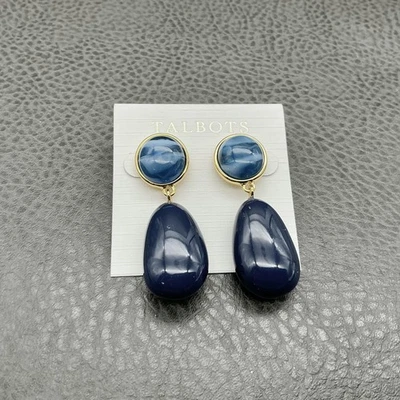 Pendientes Talbots Mujer Azul Dorado Tono Lágrima Cuelga Gota Perforada Moda 2" Foto 1 de 4