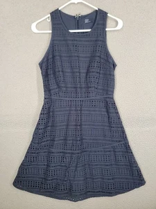 GAP Women's Dress Navy Blue Eyelet Casual Office Business 100% Cotton Size 2 - Picture 1 of 10