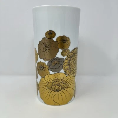 Vintage Rosenthal Studio Line Vase – Alain Le Foll Germany Gold Metallic Flowers - Image 1 of 4