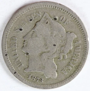 F 1873 Open 3 Three Cent Nickel - Picture 1 of 2