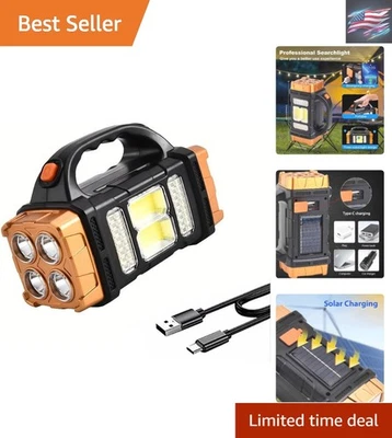 Multipurpose Solar LED Work Light - 1000 Lumens Waterproof Flashlight in Yellow - Image 1 of 4